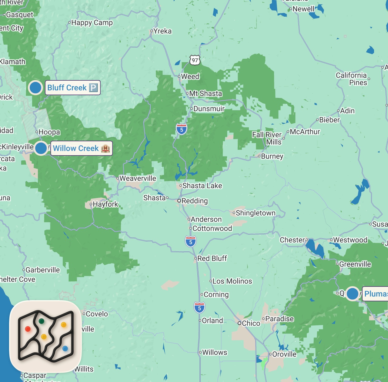 Map of 3 spots from Bigfoot... On The Edge Of Discovery | In Search Of Monsters | Travel Channel