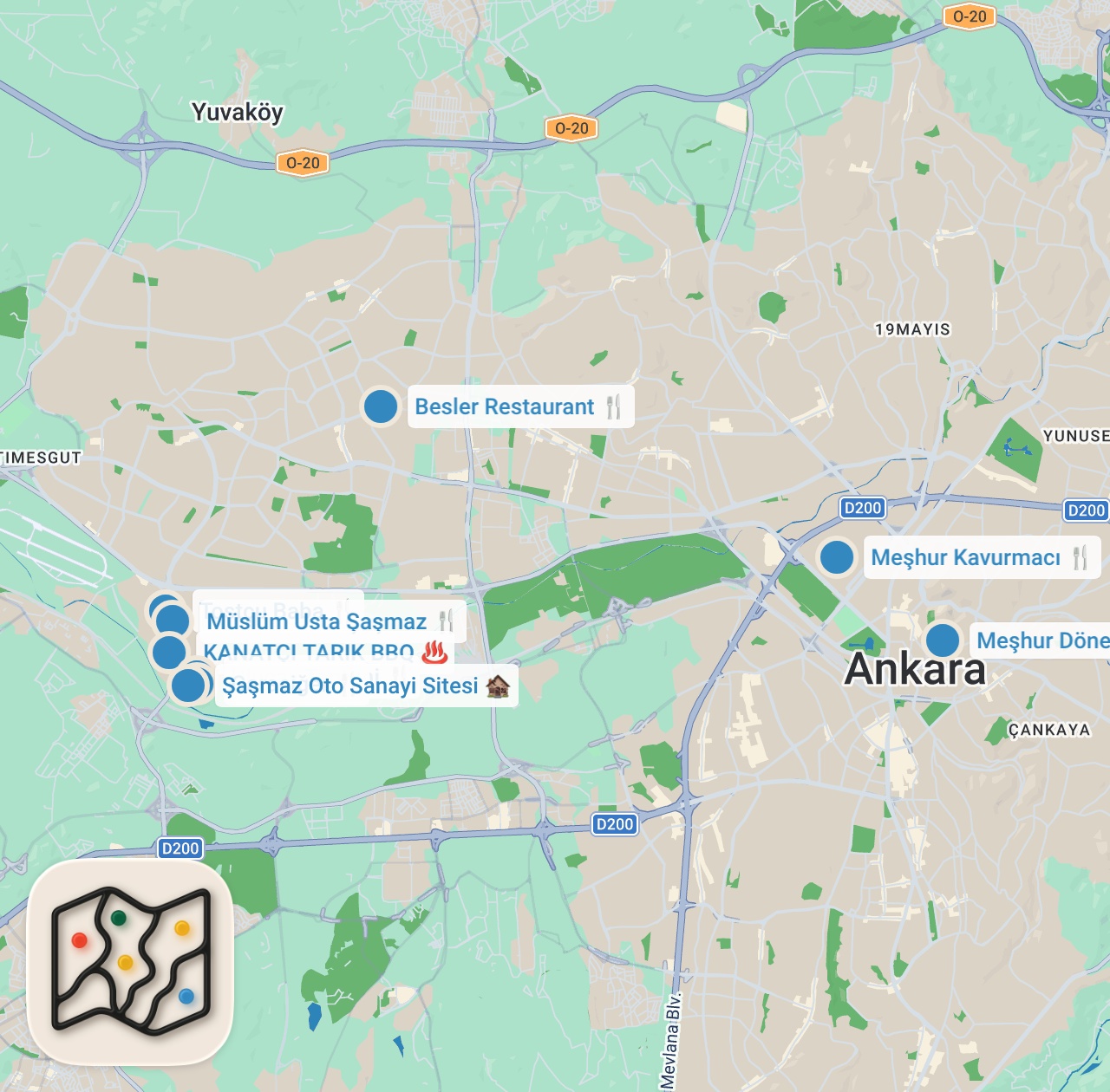 Map preview for ANKARA ŞAŞMAZ OTO SANAYİ LEZZETLERİ!