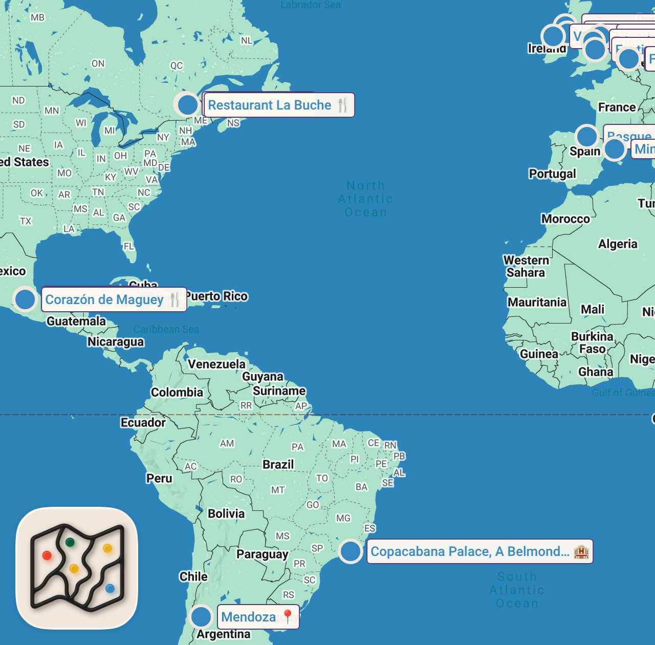 Map of 17 spots from THE BEST OF 2016 |  OUR FAVORITE TRAVEL MOMENTS