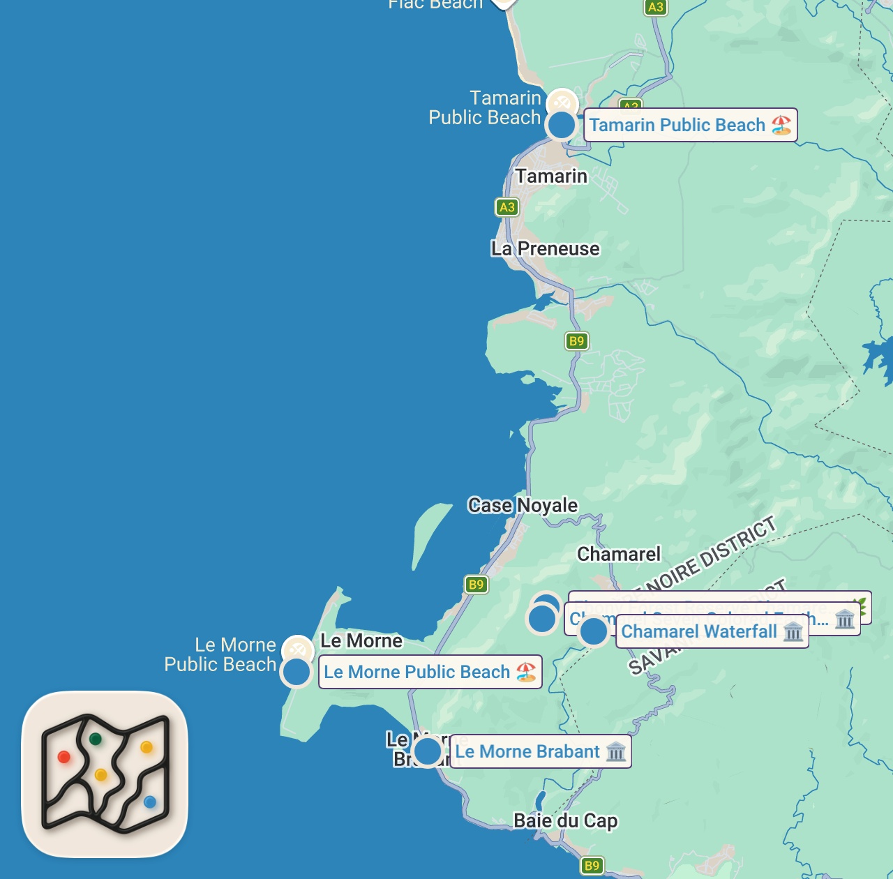 Map of 7 spots from 5 Experiences In Mauritius 🌴🇲🇺 #mauritius #mauritiusexplored #travelmauritius #ilemaurice #travel