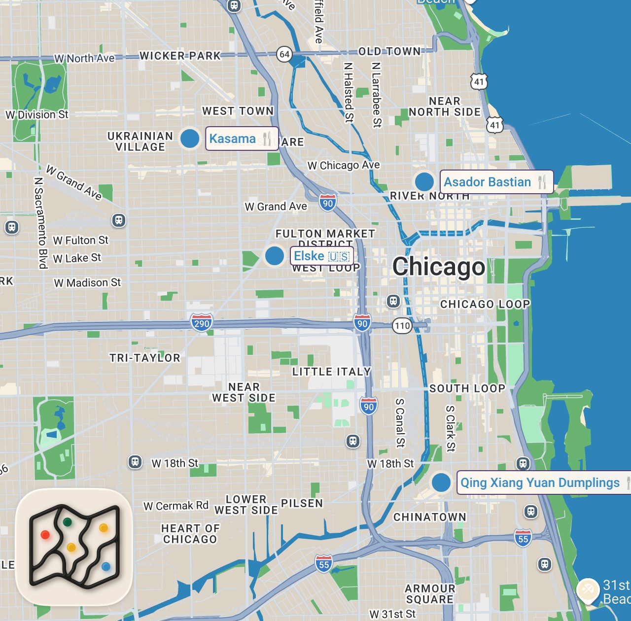 Map preview for 12 HRS in CHICAGO - Where A 3 MICHELIN Chef Eats ft. The best steakhouse, pastry & local favorites