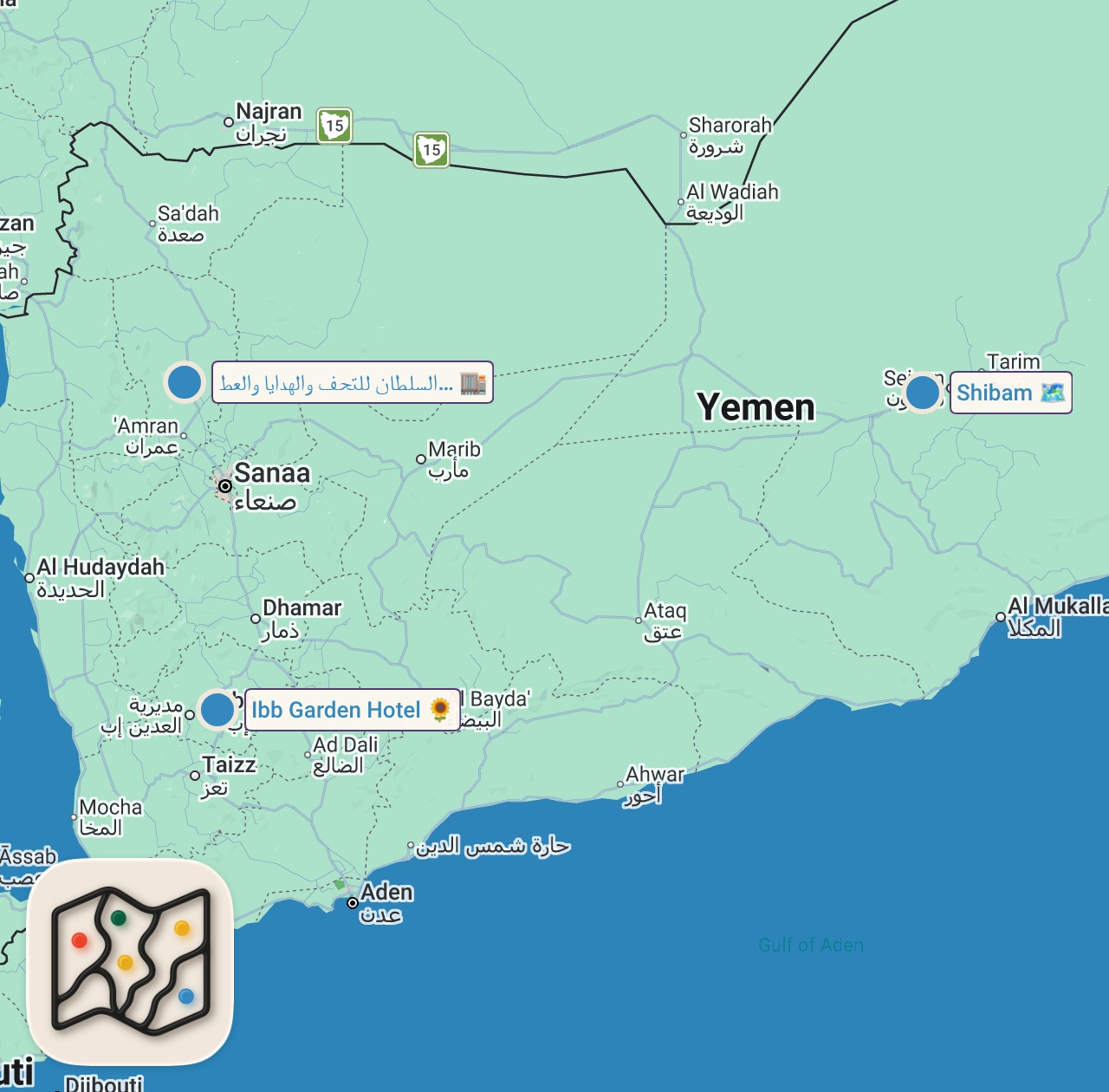 Map of 3 spots from The Side Of Yemen Western Media Will Never Show You - Shibam, Hadhramaut 🇾🇪