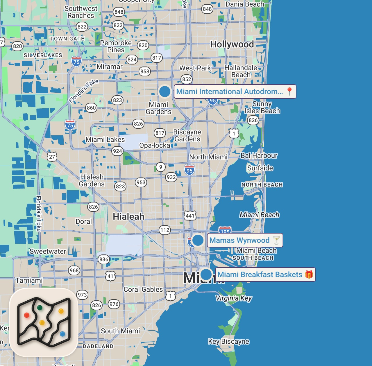 Map of 3 spots from Everything I ate at F1 MIAMI #shorts