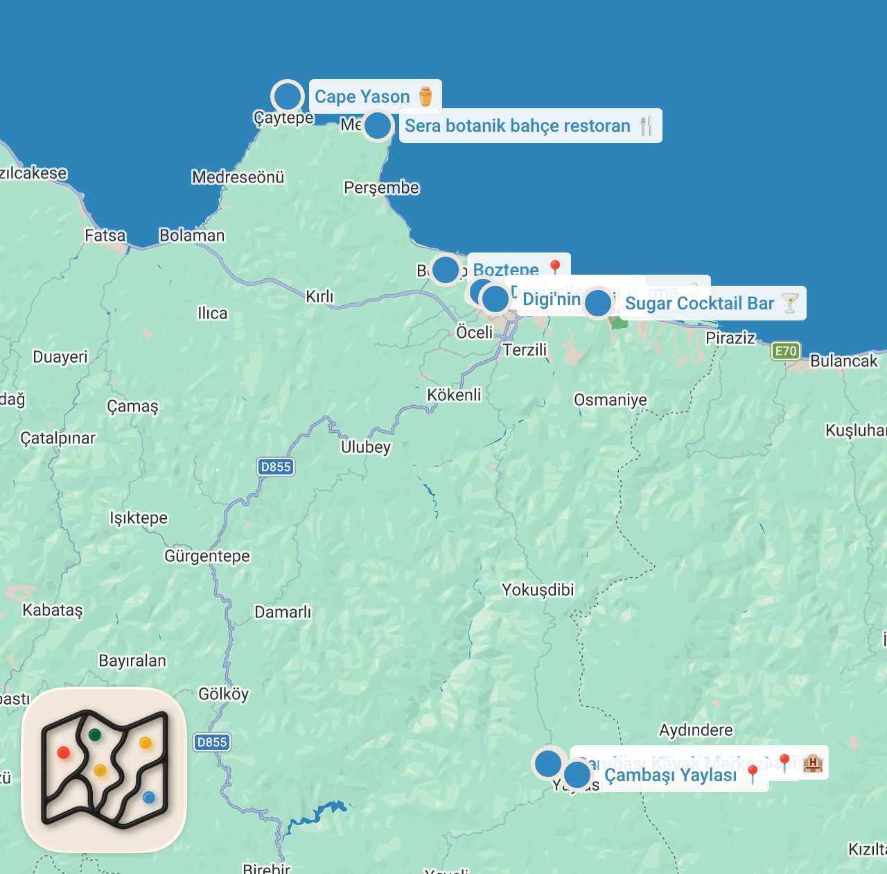 Map preview for ORDU LEZZETLERİ: Tost, pide, sade dondurma, Boztepe ve Çambaşı Yaylası