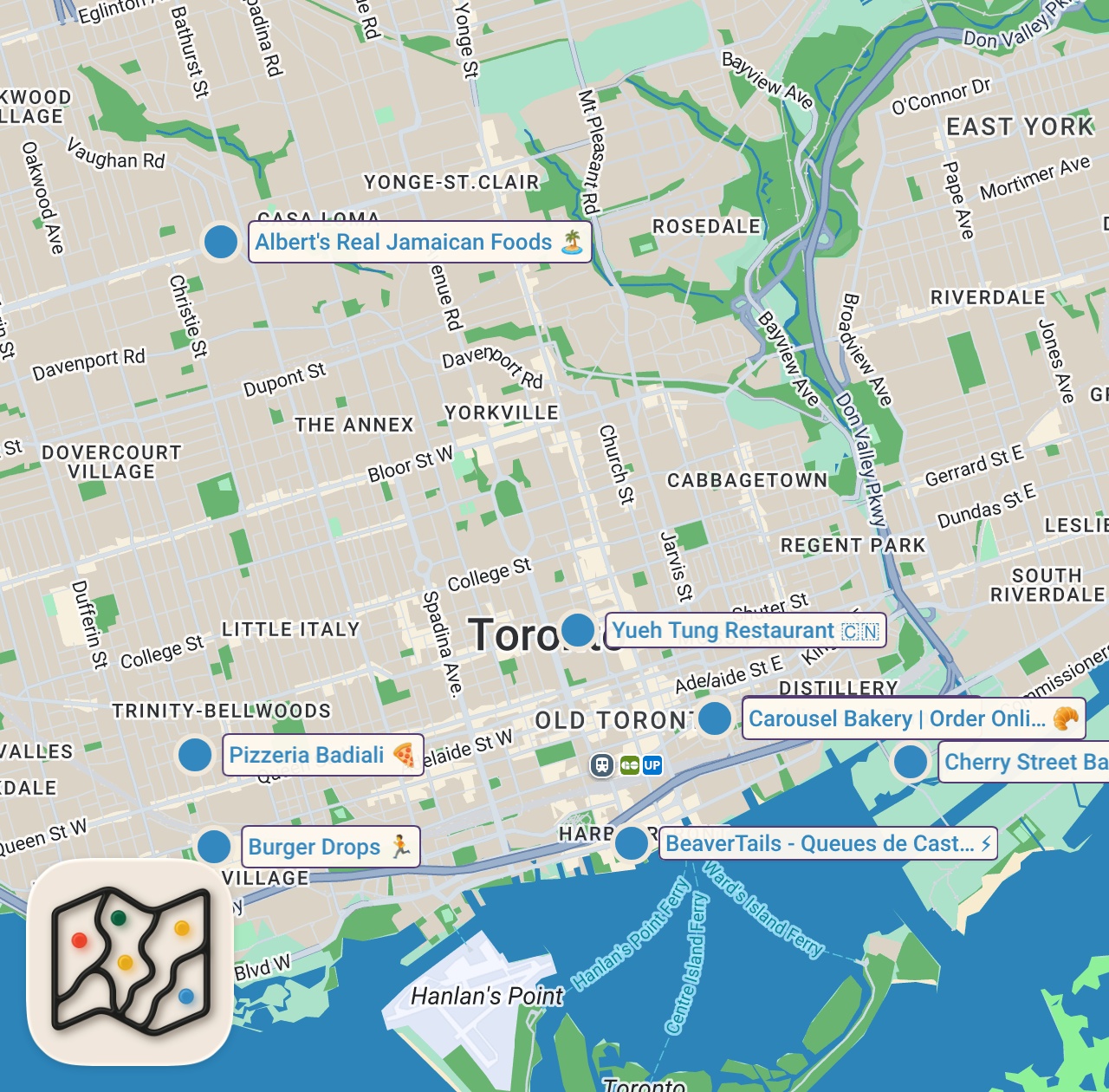 Map preview for 48 Hours Eating Toronto’s BEST Food!