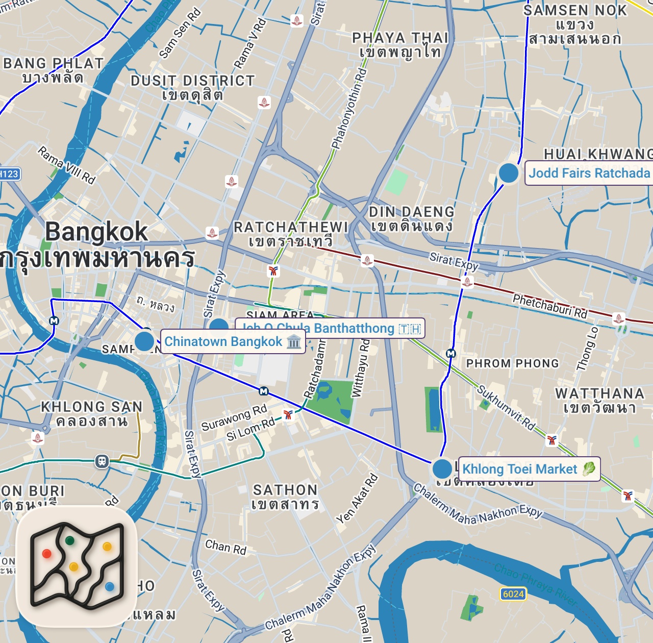 Map preview for 🇹🇭 30 MUST TRY Thai Foods in Bangkok, Thailand