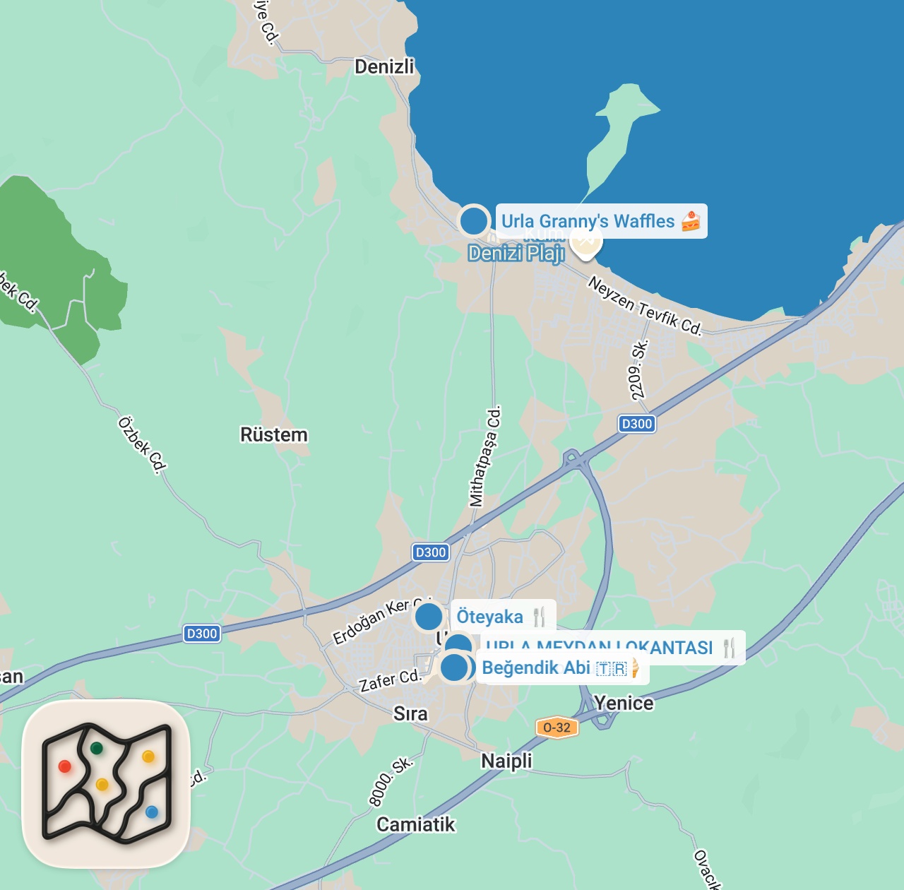 Map preview for Misafirim Var: Emir Yargın - Çakal Lezzetler | Urla lezzetleri, köyde kahvaltı, rakı muhabbeti