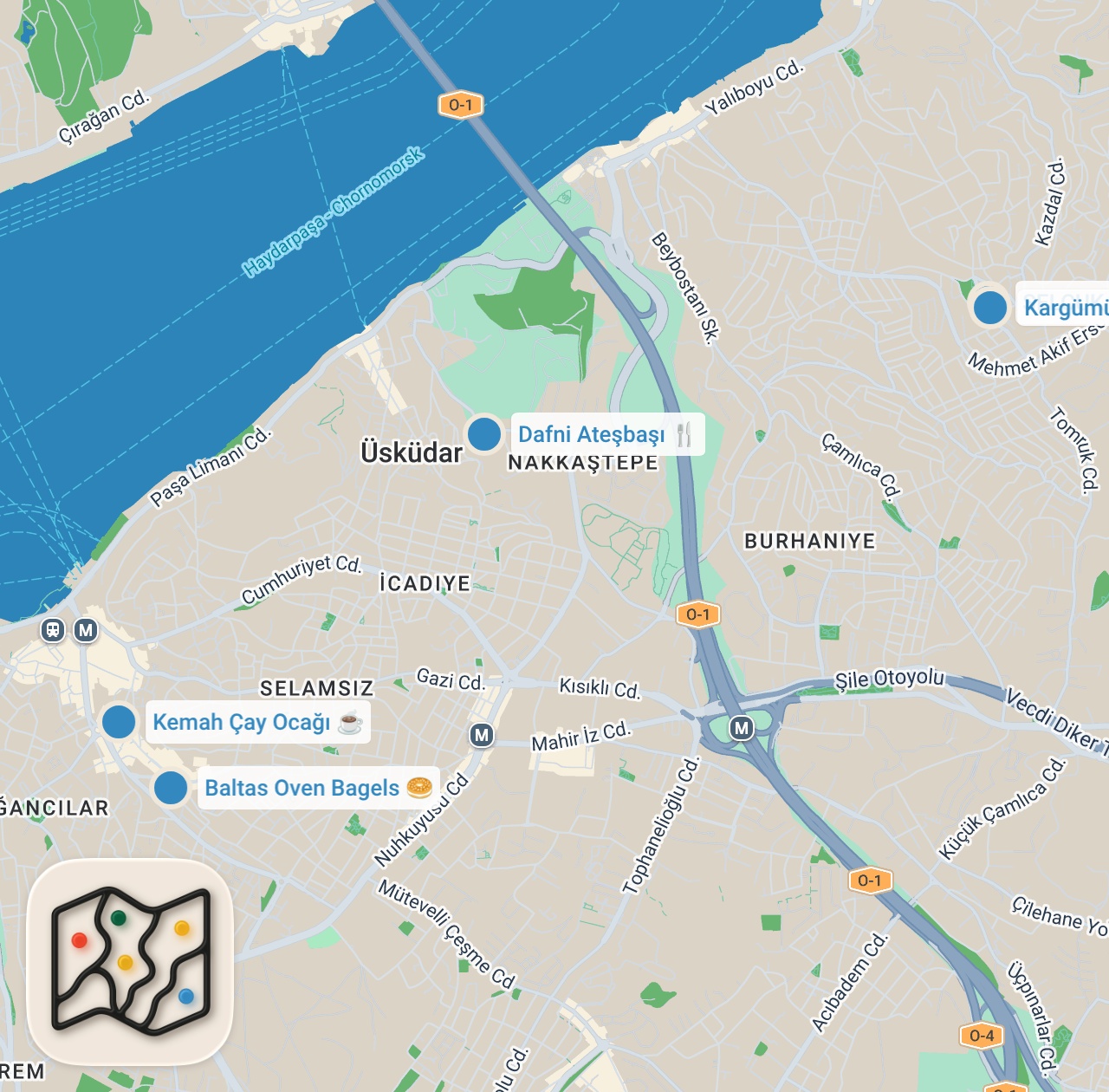 Map preview for Üsküdar Lezzetleri | Simit, Trabzon Döneri, Hamsiköy Sütlacı, Uykuluklu Ekmek - Ayaküstü Lezzetler