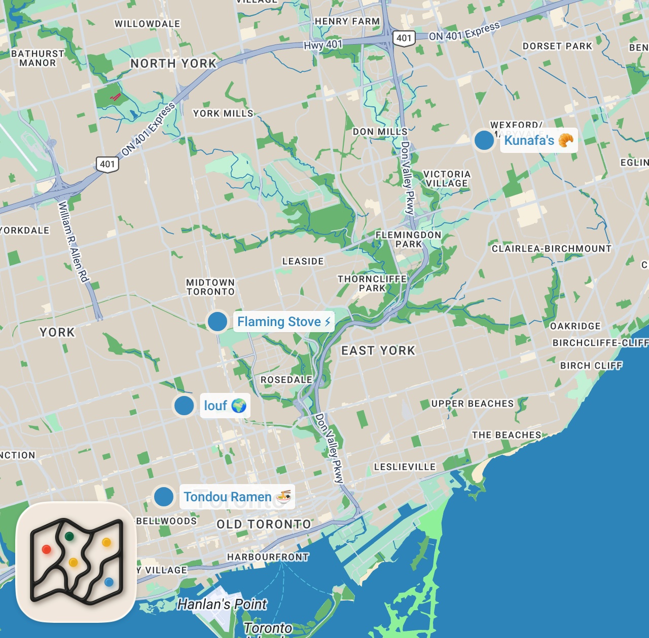Map preview for Only Eating At Palestinian Restaurants For A Whole Day