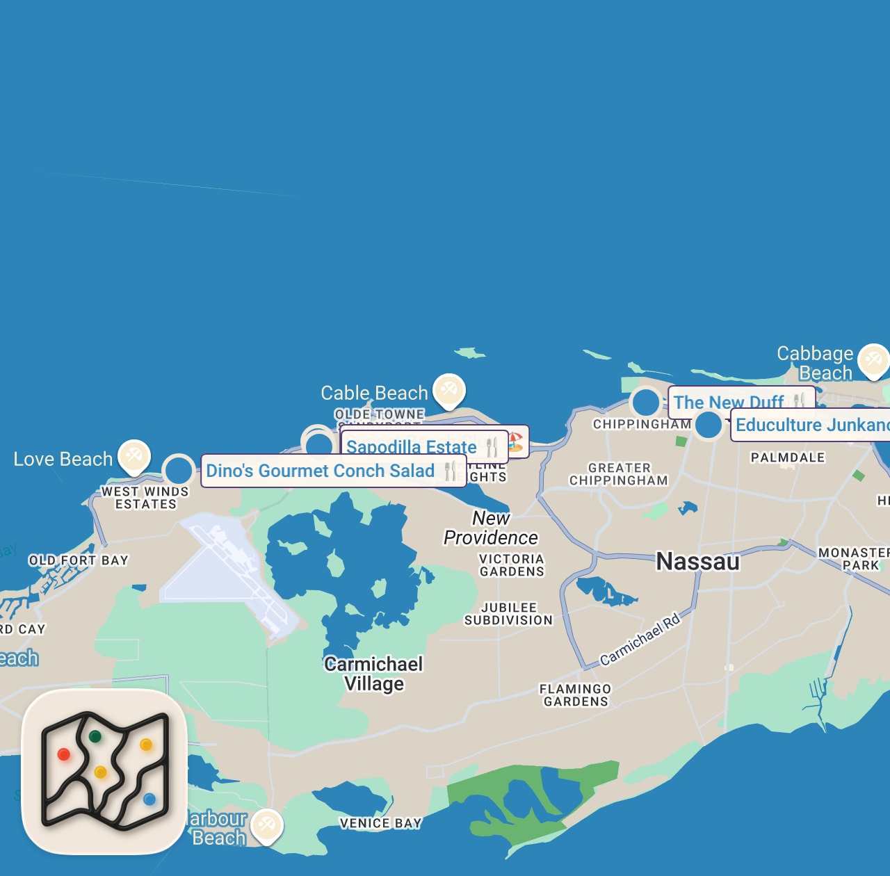 Map preview for The food, flavors & music of Nassau, The Bahamas | Eats & Beats